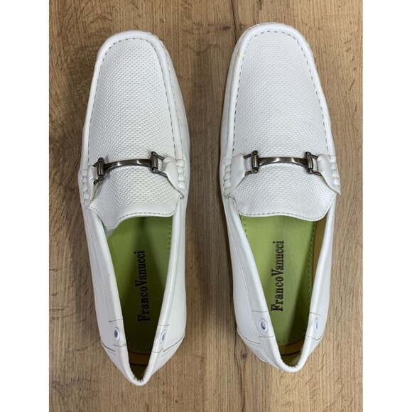 Franco Vanucci Mens Jeremy Loafers Slip On Shoes Faux Leather White Size 8.5 - Picture 13 of 16